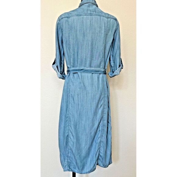 Jones New York Shirt Dress Women 6 Blue Chambray Pockets High Low Midi Dress - Picture 10 of 16